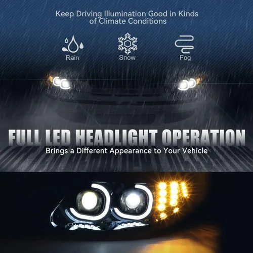 Vista 5 de Auto Dynasty Conjunto de faros delanteros de proyector DRL con halo LED completo compatible con International DuraStar 4000 8000 Series 3300 02-16