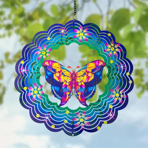 Molinillos de viento de metal de mariposa – Regalos de mariposa para mujeres, mamá, abuela, esposa, Molinillo de viento colgante para decoración de