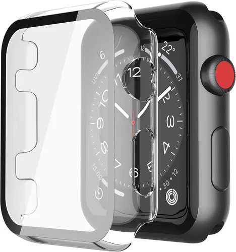 Vista 53 de Misxi - Juego de 2 fundas de policarbonato con protector de pantalla de vidrio templado compatible con Apple Watch Series 3 y Series 2 de 38mm