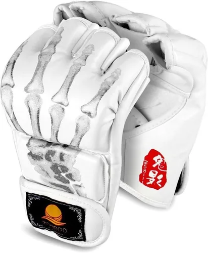 Vista 10 de ZooBoo MMA Gloves, Half-Finger Boxing Fight Gloves MMA Mitts with Adjustable Wrist Band for Sanda Sparring Punching Bag Training
