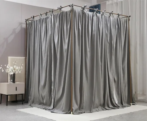 Vista 5 de AIOOO Dosel de Cama con Cortina de Princesa de 4 Postes de Doble Capa Cómoda Mosquitera de Malla y Tela para Niñas Adultas Decoración de Dormitorio