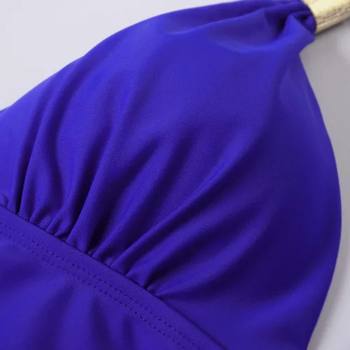 Vista 25 de RXRXCOCO - Traje de baño fruncido de una pieza, con cuello en V, para mujer, con control de abdomen y cuello halter