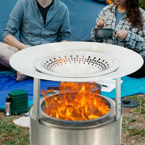 Vista 8 de Deflector de calor para hoguera de estufa individual, fácil de instalar y quitar, patas desmontables, disco central desmontable fácil de quitar, más
