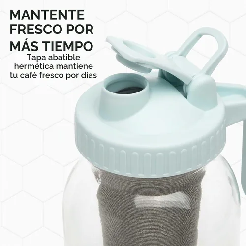 Vista 6 de Primula Mason Jar - Cafetera helada con filtro de acero inoxidable y tapa fácil de verter, jarra de vidrio duradera que se adapta a la mayoría