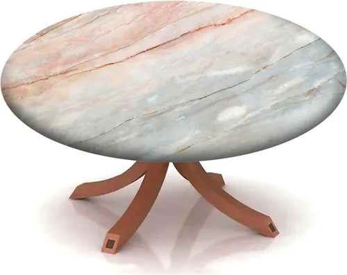 Vista 20 de Mantel con patrón de mármol, borde elástico, adecuado para catering y cocina, se puede limpiar para mesa redonda de comedor, para mesas redondas