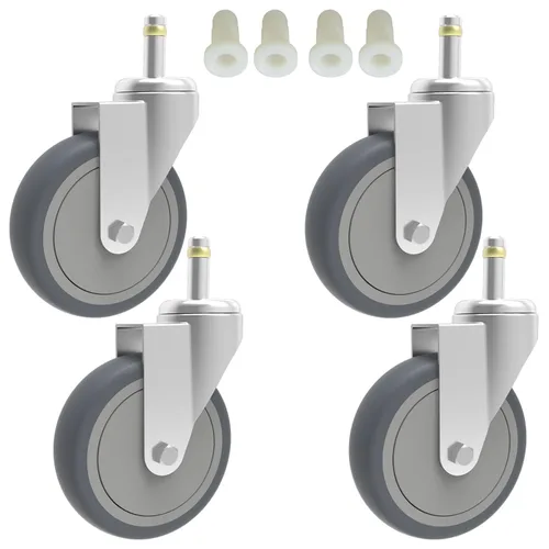 Vista 14 de Ruedas giratorias de 5 pulgadas RILIDRI, rueda de goma con diámetro de eje de 7/16 pulgadas, ruedas de repuesto de goma termoplástica TPR de alta