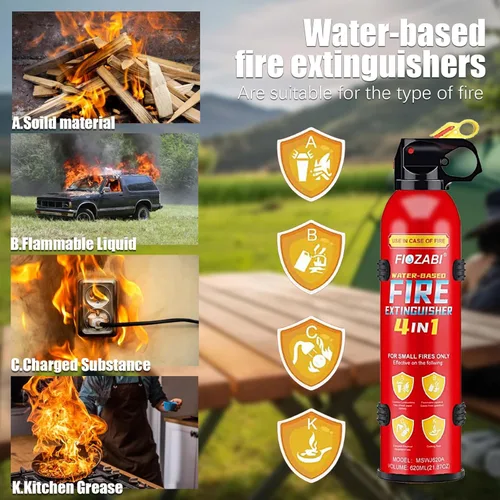 Vista 2 de 1 paquete de extintor de incendios portátil 4 en 1 con soporte para la casa/coche/cocina/garaje/hogar, extintores de incendios a base de agua
