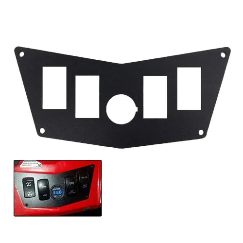 BUNKER INDUST Panel de Tablero de Aluminio Negro con Placa de Panel de Interruptor Basculante para Polaris RZR 800 S 570 XP 900 con 4 Ranuras para