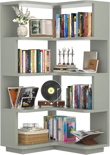 Vista 12 de Armocity Estantería de Libros de Esquina - Estantería de Libros de Esquina de 6 Niveles Etagere con Deflector, Estante de Exhibición Independiente