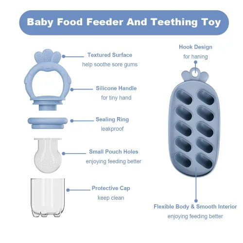 Vista 2 de Alimentador de frutas de alimentos para bebés con bandeja congeladora, moldes para paletas de leche materna, alimentador de frutas de silicona