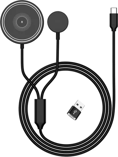 Cargador inalámbrico para Samsung, 2 en 1 para teléfono Samsung Galaxy de carga rápida y cargador de reloj magnético inalámbrico para Galaxy S26 S25