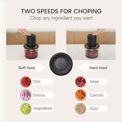 Vista 3 de Olayks Meat Grinder Electric, 1.2L Stainless Steel Food Processor and Chopper with 4 Sharp Blades, 350W, 2 Speed Modes, for Meat, Baby Food