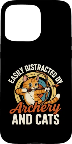 Vista 31 de Funny Cat Parent Gift Easily Distracted by Archery and Cats Case for iPhone 16