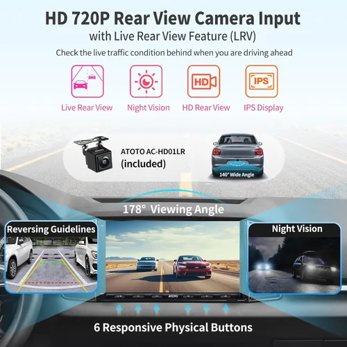Vista 2 de ATOTO A6PF - Estéreo Android de doble DIN para automóvil, radio de navegación de 7 pulgadas en el tablero, CarPlay inalámbrico, Android Auto
