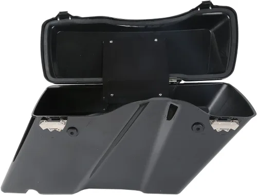 Vista 4 de Alforjas rígidas con soportes de conversión cromados para Harley Davidson 1984-2017 Softail Modelos FLST, FLSTC, FLSTF, FLSTN FLSTS, negro brillante