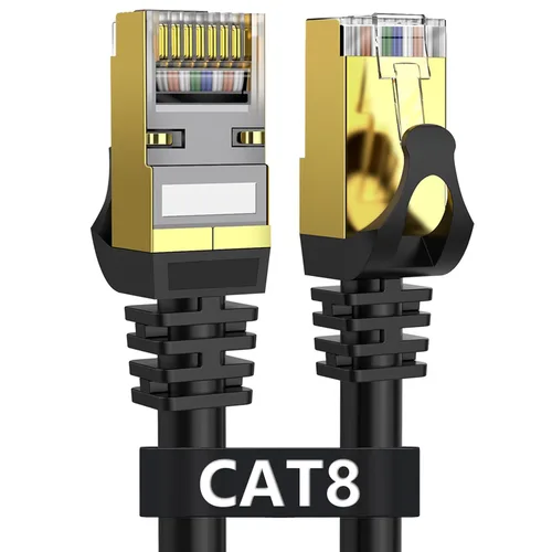 Vista 8 de Cable Ethernet Cat 8 de 3 pies - Paquete de 5, cable de conexión RJ45 de 40 Gbps 2000 MHz, cable de red de alta velocidad para interiores