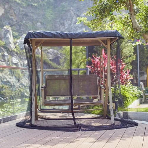 Vista 6 de Mosquitera para patio, pantalla de malla de poliéster con apertura de cremallera y techo impermeable, cortina de red rectangular