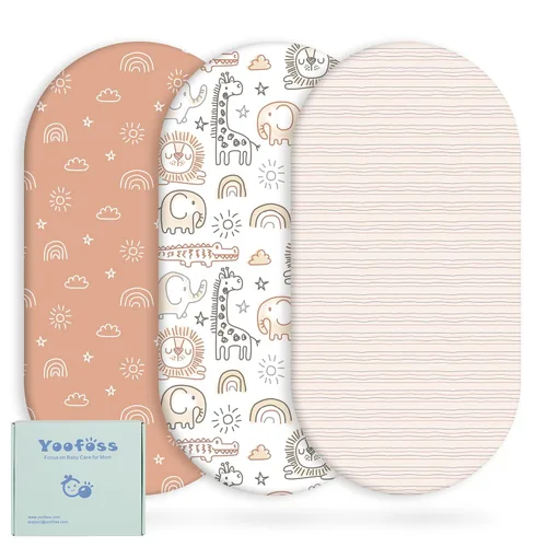 Vista 20 de Yoofoss Sábanas ajustadas para Pack and Play, paquete de 2 sábanas para minicuna para colchón Pack N Play, sábana elástica para corralito, suave