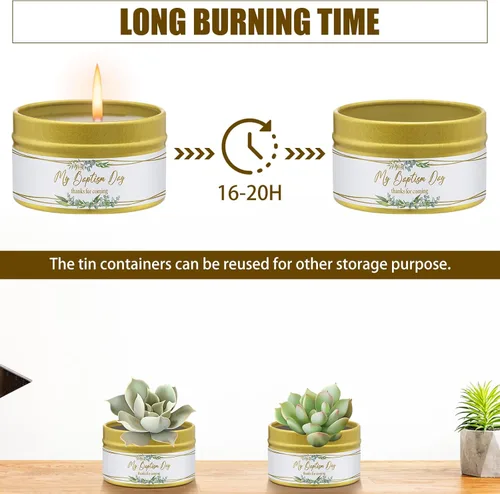 Vista 3 de MTLEE Paquete de 40 velas perfumadas para fiesta de baby shower, regalos de bautismo para invitados, regalos de devolución a granel