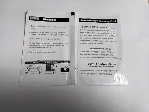 Vista 8 de Tarjetas de limpieza CR80, limpiador de lector de tarjetas de doble cara, tarjetas de limpieza de terminales de deslizamiento POS (20 unidades)