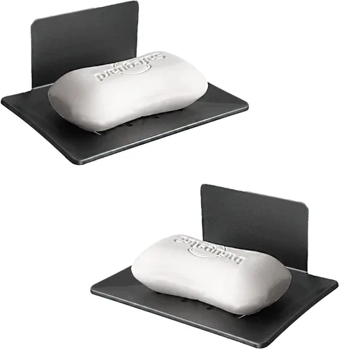 Vista 9 de Jabonera para ducha, soporte autoadhesivo para jabón de 4 ranuras para baño, soporte de jabón de ducha montado en la pared con gancho, bandeja
