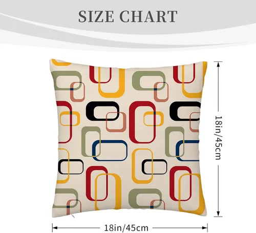 Vista 2 de Juego de 4 fundas de almohada modernas de mediados de siglo de 18 x 18 pulgadas, fundas de almohada retro para sofá, cama, sofá, silla, decoración