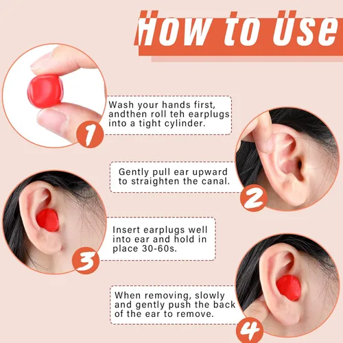 Vista 4 de 72 pares de tapones de silicona suave para los oídos, tapones moldeables de cera de masilla, tapones de gel reutilizables para dormir, nadar