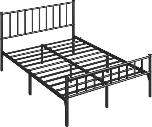 Vista 46 de Yaheetech Base de cama individual con plataforma de metal, base de colchón con cabecero y estribo, no necesita somier, almacenamiento debajo