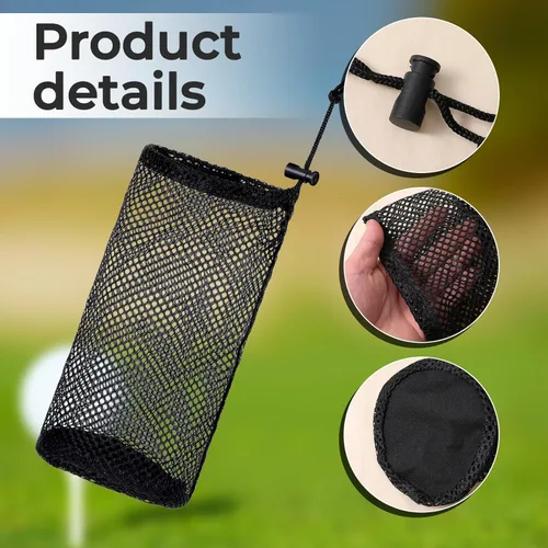 Vista 3 de EupHHonycs Bolsa de golf de malla de nailon negro, Bolsa de almacenamiento de pelotas de golf, Bolsa de bolas de golf negra, Lleva 48-56 pelotas