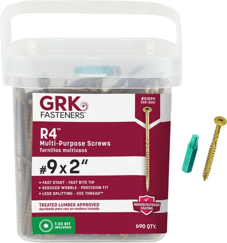 Vista 19 de GRK Fasteners R4# 9 x 2-3/4 pulgadas, tornillos de marco multiusos, 100 unidades, revestimiento Climatek resistente a la corrosión, vallas