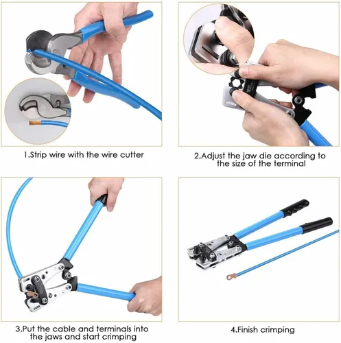 Vista 3 de Herramienta de prensado de orejetas de batería con 1 lengüeta de batería, 1 cortadores de cables, 60 terminales de cable de batería, 60 conectores