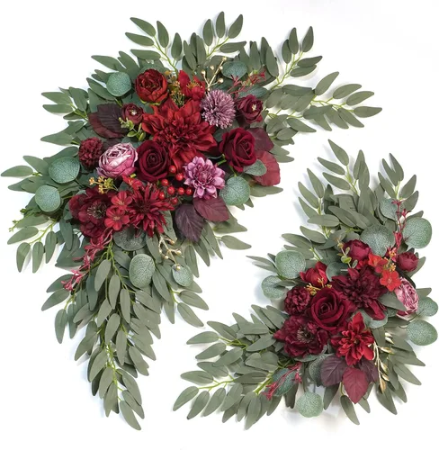 Vista 7 de Juego de flores artificiales para arco de boda (2 unidades) para arco de boda, despedida de soltera, decoración de telón de fondo para ceremonia