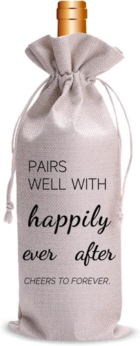 Vista 12 de Wedding Wine Bag for Mr & Mrs 2025 Reusable Champagne Bottle Holder, Anniversary & Bridal Shower Gift, Elegant Keepsake for Couples