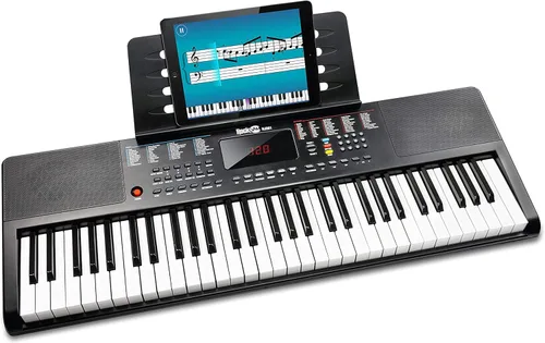 Vista 5 de RockJam Piano de teclado de 61 teclas con kit de pantalla LCD, soporte, banco, auriculares y teclado compacto de 61 teclas con soporte