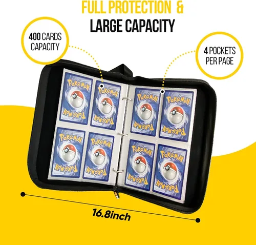Vista 4 de Game Depot Carpeta de tarjetas para carpeta de tarjetas Pokémon 4 bolsillos 400 bolsillos con 50 fundas extraíbles