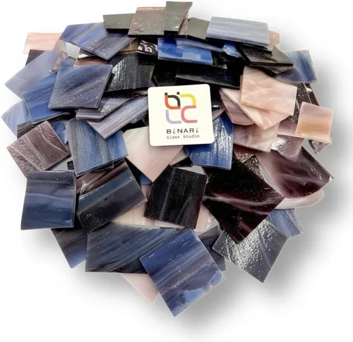 Vista 11 de Binari - Mosaico de mosaico para manualidades, varios colores y texturas (tono azul)