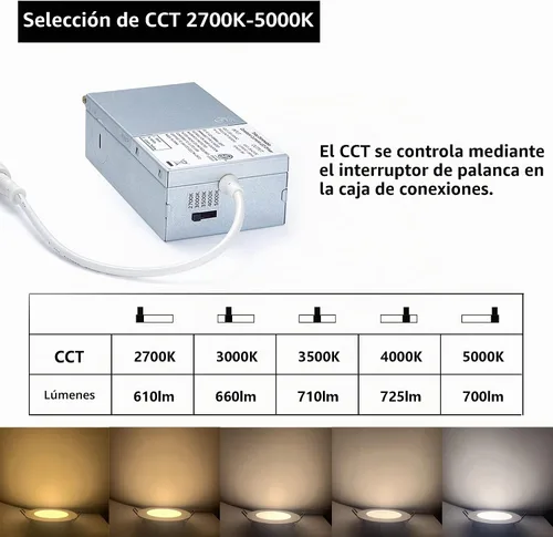Vista 3 de POPANU Iluminación empotrable LED de alta calidad sin lata de 4 pulgadas, 5 CCT, ajustable, regulable, con caja de conexiones, luz de techo Níquel