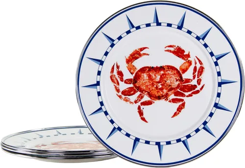Vista 7 de Golden Rabbit Platos sándwich esmaltados, 8.5 pulgadas, cangrejo azul, juego de 4