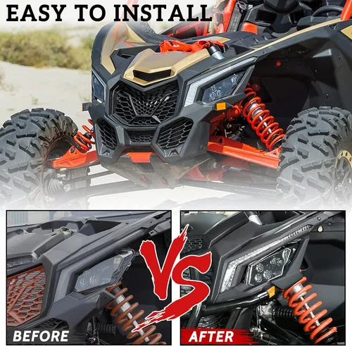 Vista 4 de SAUTVS Cubiertas de faros delanteros izquierdo y derecho para Can Am X3, bisel de cubierta de luz delantera para Can-Am Maverick X3 XDS XRS Max