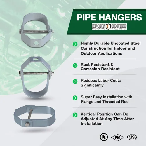 Vista 3 de Highcraft HCS-EP12-10 Clevis - Percha estándar con revestimiento de epoxi (1/2 pulgada, 10 unidades), cromado, HCS-EP112-10