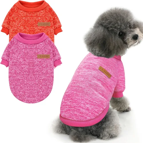 Vista 11 de Suéter clásico de punto para perro Idepet, abrigo de vellón suave, suéter para perro cálido y grueso, para invierno, prenda para perros y gatos
