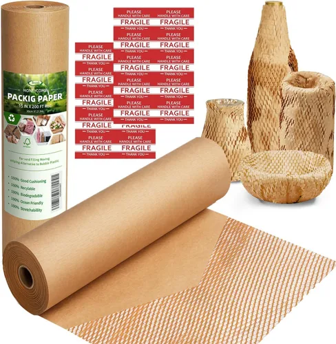 Vista 13 de Papel de embalaje de panal de abeja, papel de embalaje de 12" x 100', alternativa sustitutiva para envoltura de amortiguación de burbujas para Negro