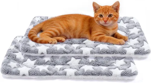 Vista 39 de Mora Pets Cama para gatos, almohadilla para jaula para perros, cama ultrasuave para mascotas con bonito estampado de estrellas, tapete lavable