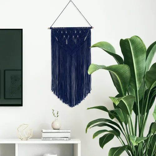 Vista 8 de Winterdemoon Tapiz tejido bohemio para colgar en la pared de macramé, decoración del hogar