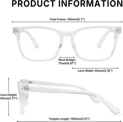 Vista 6 de Pro Acme – Gafas sin receta con montura transparente para mujeres y hombres