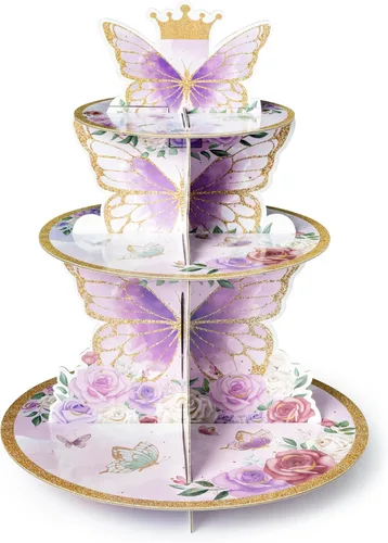 Vista 19 de Haooryx Lindo Soporte para Cupcakes de Gato - Torre de Cupcakes de 3 Niveles de Gato Americano de Pelo Corto de Cartón, Soporte para Postres