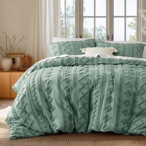 Vista 54 de Bedsure Funda de edredón bohemia para niños tamaño Queen (relleno de edredón/edredón no incluido) - Funda de edredón copetuda Queen para todas