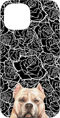 Vista 6 de Funda para iPhone 16 American Bulldog Bully Dog Rose Flower Negro Blanco