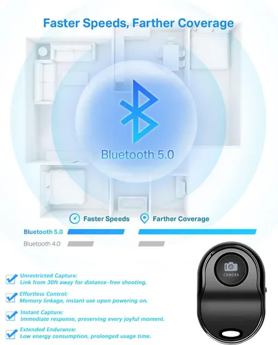 Vista 2 de Control remoto inalámbrico para cámara de iPhone para iPhone y Android, captura remota Bluetooth momentos perfectos manos libres con este selfie
