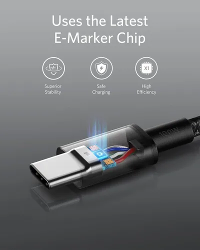 Vista 3 de Anker Cable USB C a USB C, paquete de 2 cables de carga rápida tipo C de 100 W de 3.3 pies para iPhone serie 17, MacBook Pro 2020, Pixel y más Negro